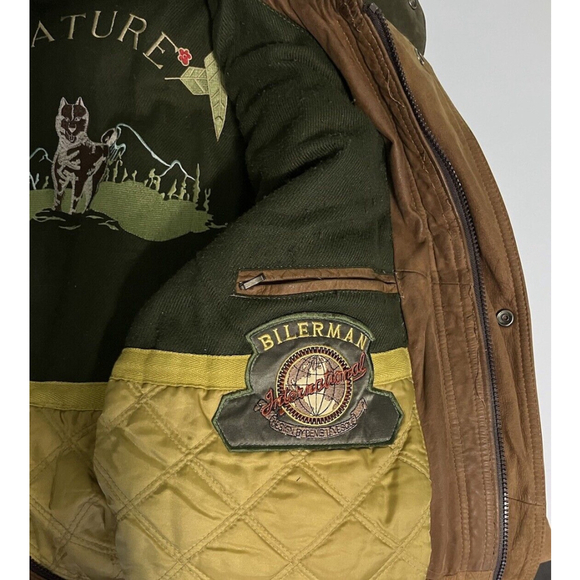 BILERMAN Jacket Men’s L Tan Brown Suede Coat Lined Interior Pockets Nature - Picture 10 of 16